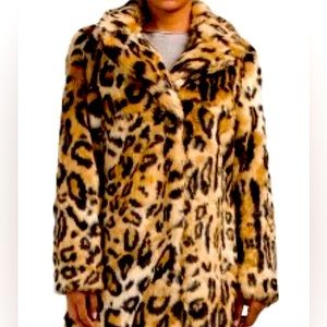Rachel Zoe Leopard Ocelot Faux Fur Coat M new with tags mob wife!